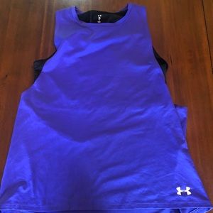 Under Armour Heat Gear Girls 2-in-1 Purple Tank and Attached Black Sport Bra